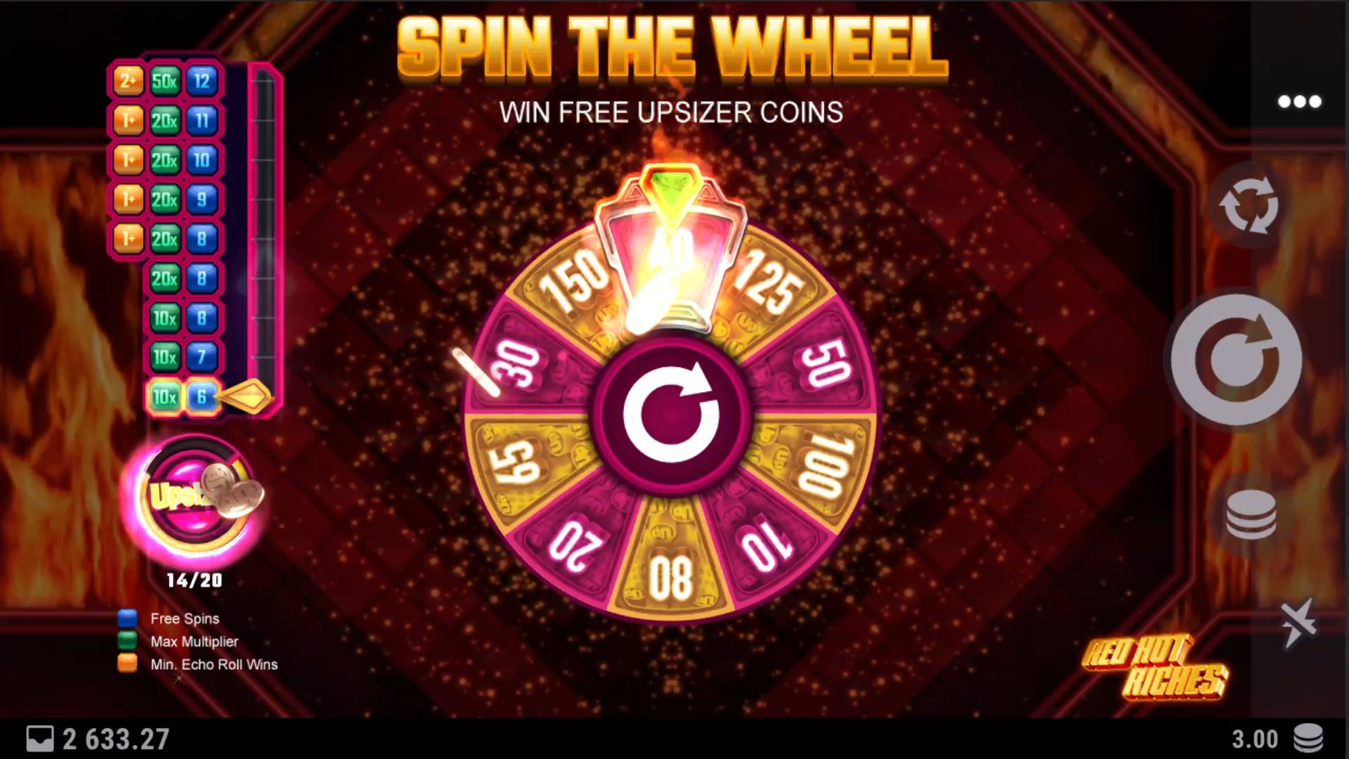 red hot riches Bonus wheel