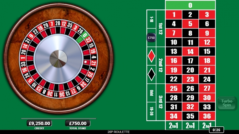 20p roulette game screenshot