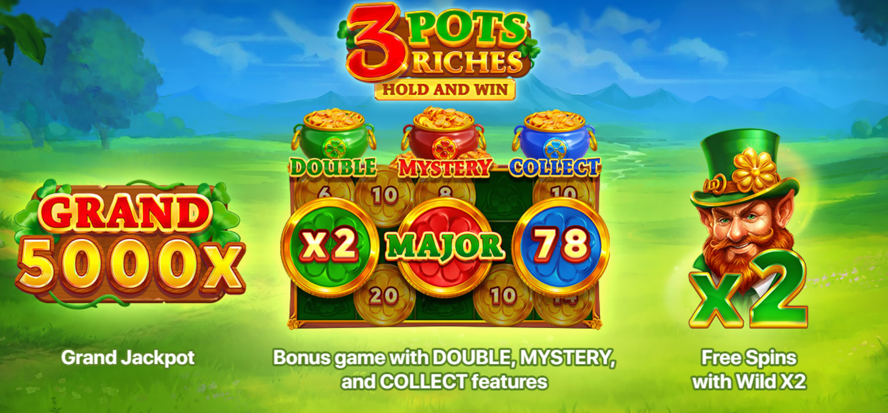 3 pots riches hold and win bonus symbols