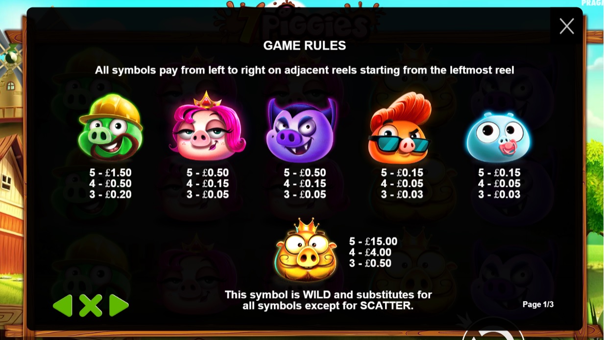 7 piggies slot game rules