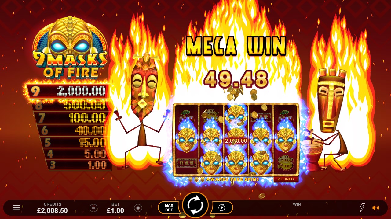 9 masks of fire slot