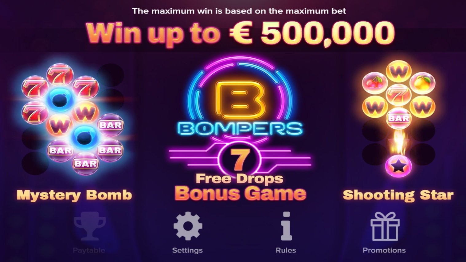 Bompers slot paytable