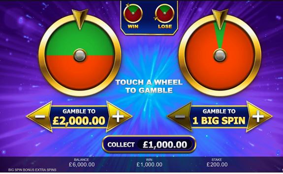Big Spin Bonus extra spins slot gamble wheel features
