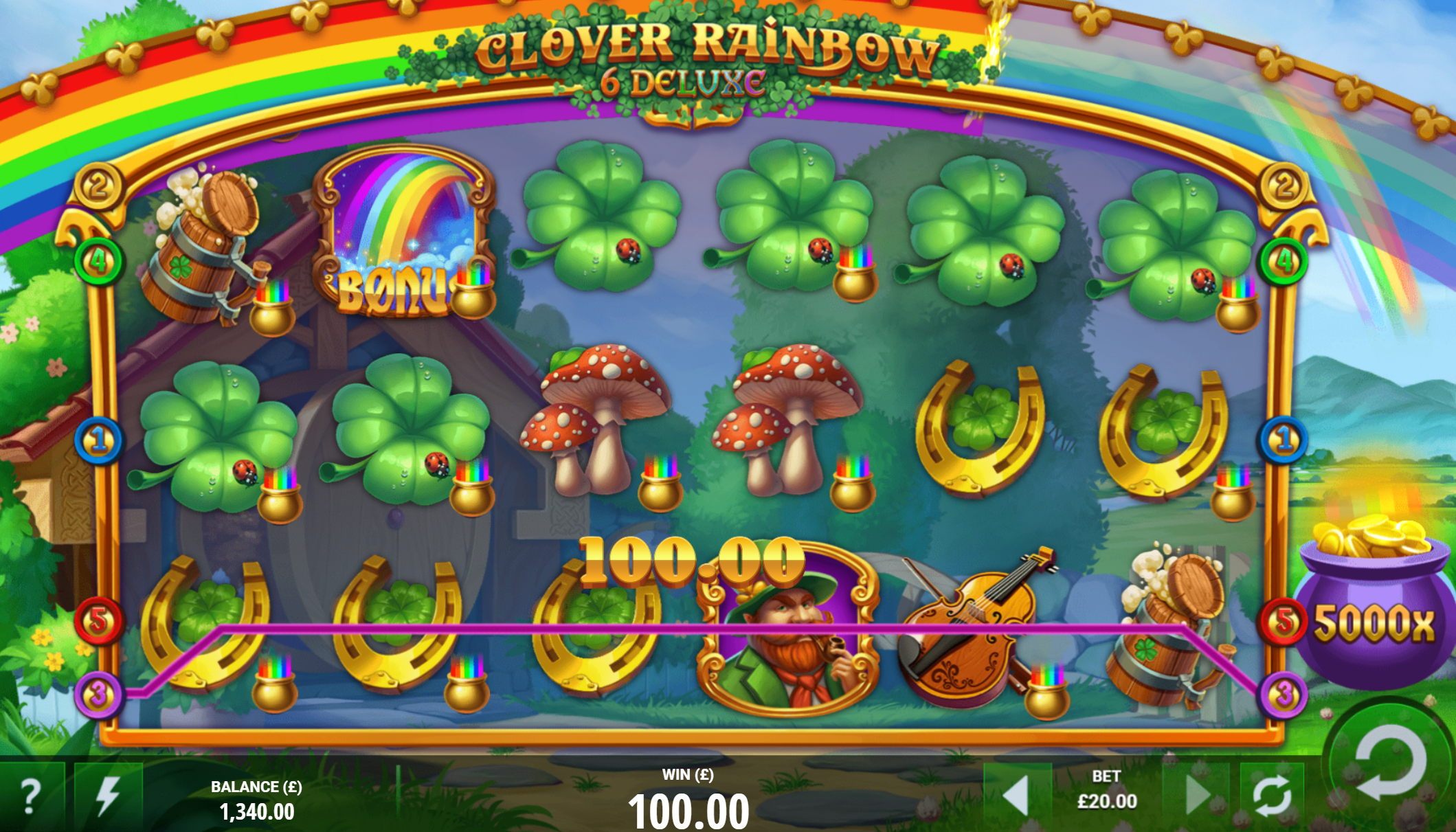 Clover the Rainbow 6 Deluxe Slot Big Win