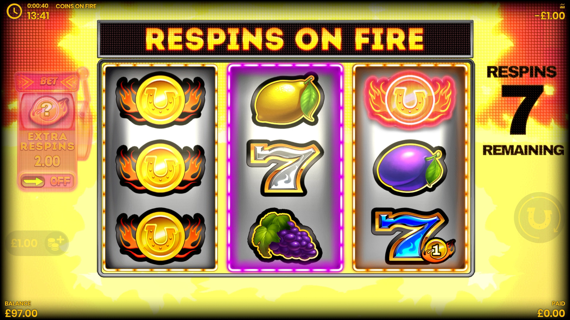 Coins on fire slot respins on fire