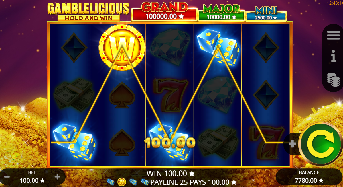 Gamblelicious Hold and Win Slot Big Win