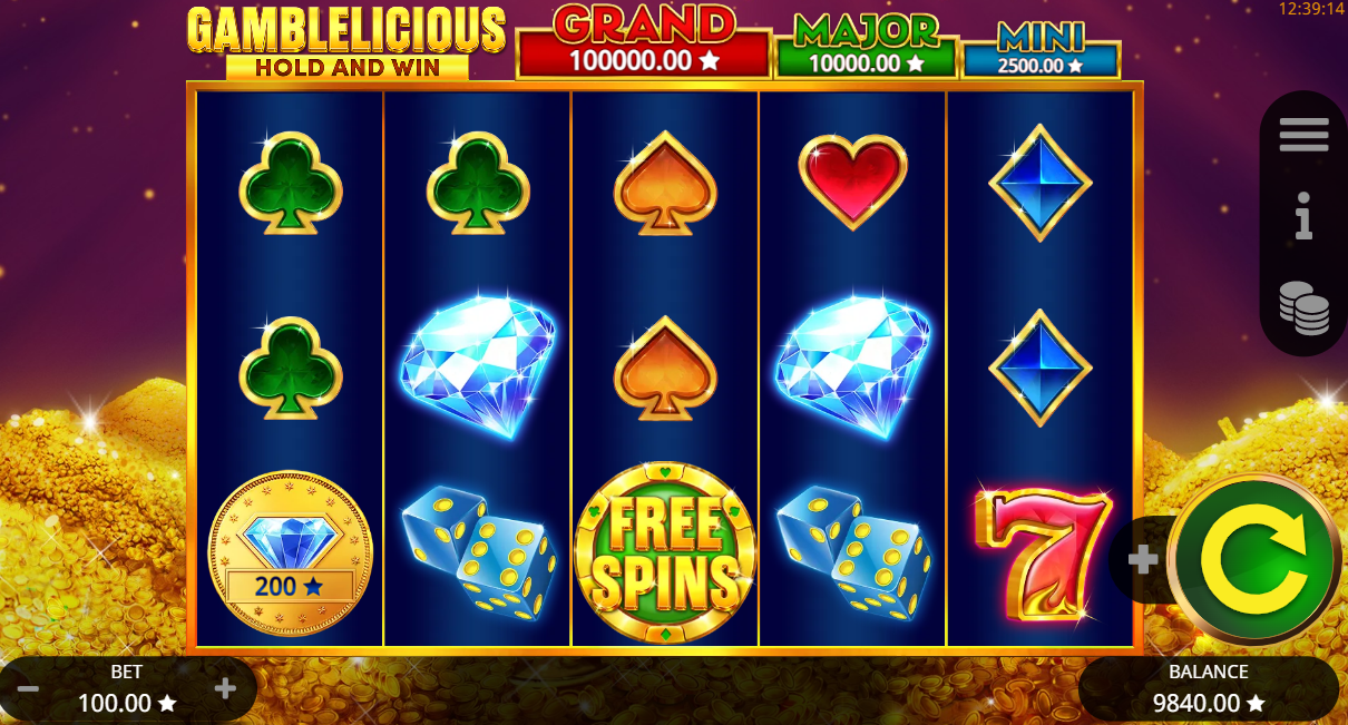Gamblelicious Hold and Win Slot main lobby