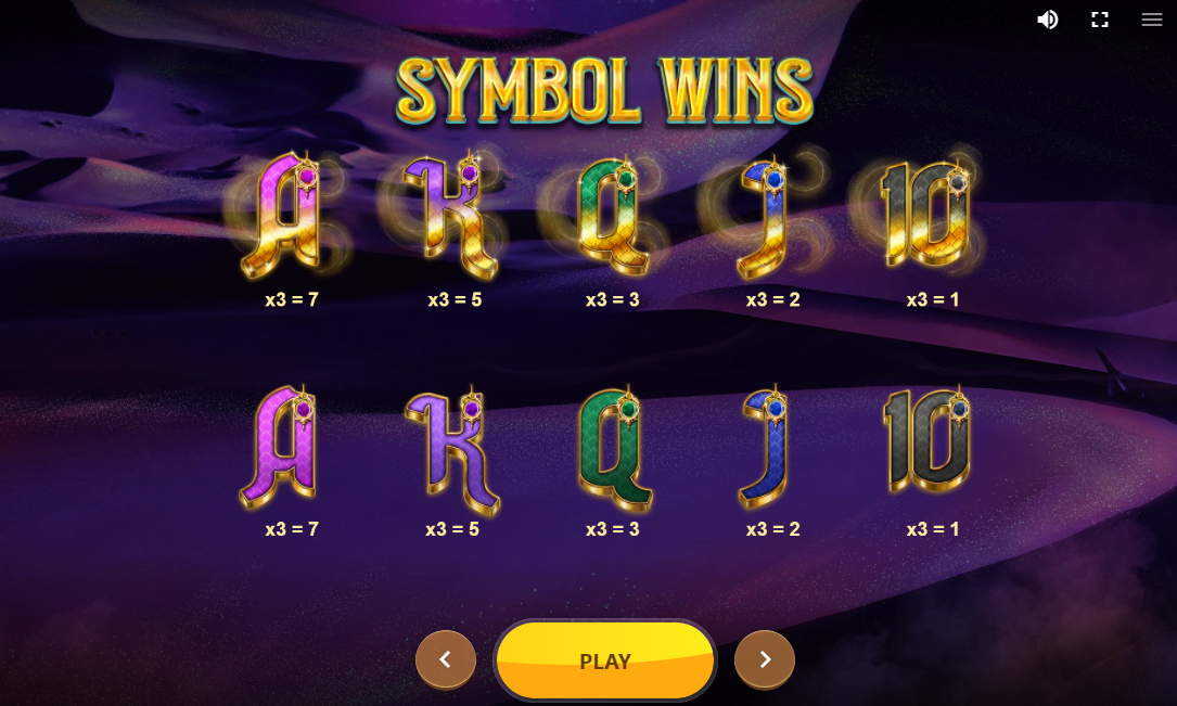 Genie Nights Slot payout symbols