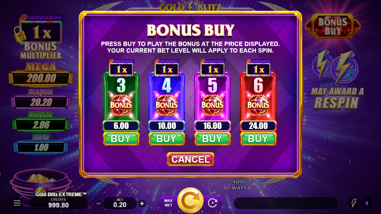 Gold blitz extreme bonus buy feature
