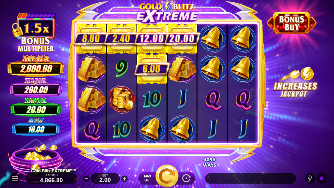 Gold blitz extreme token jackpots feature