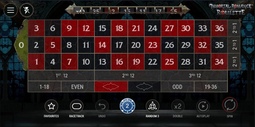 Immortal Romance Roulette Table