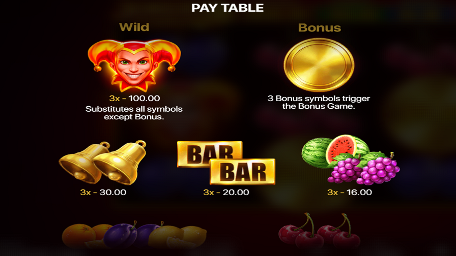 Joker's Coins Hold & Win Slot paytable
