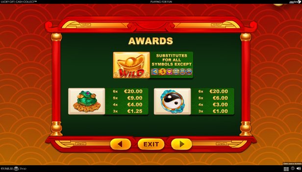 lucky gift cash collect slot paytable