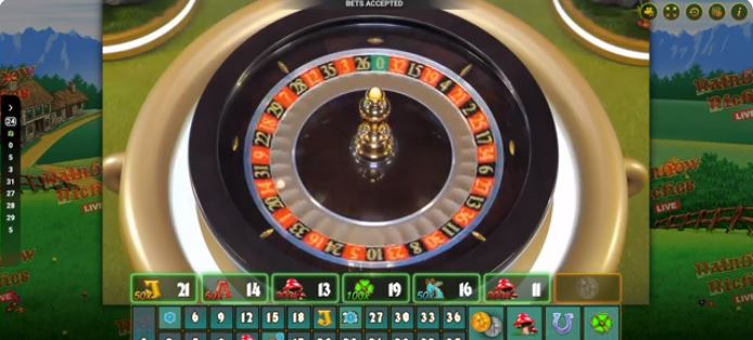rainbow riches live roulette wheel