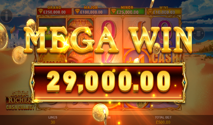 Sahara riches cash collect slot big win