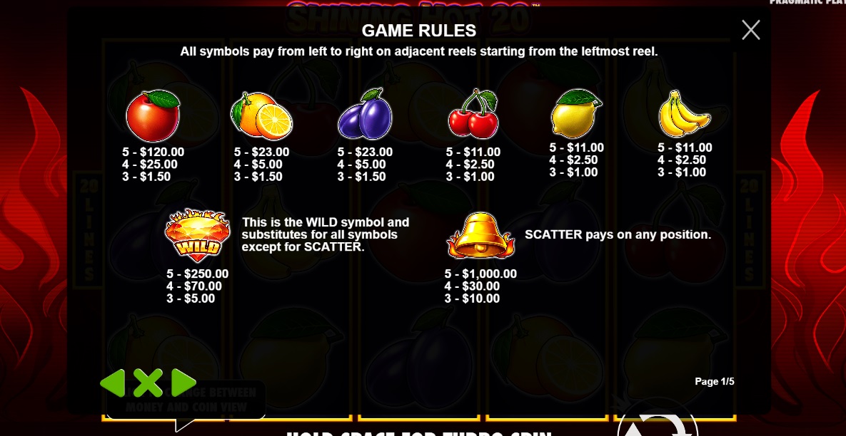 Shining Hot 20 Slot Game Rules