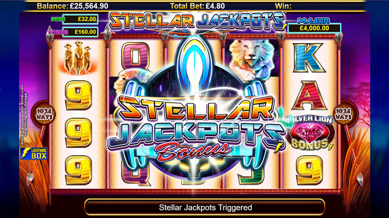 Stellar Jackpots with silver lion slot bonus