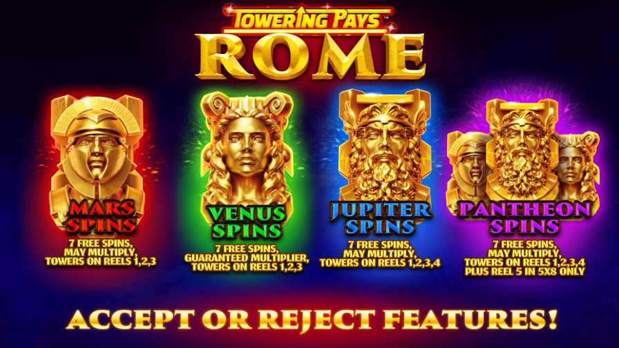 Towering Pays Rome Slot Game Features