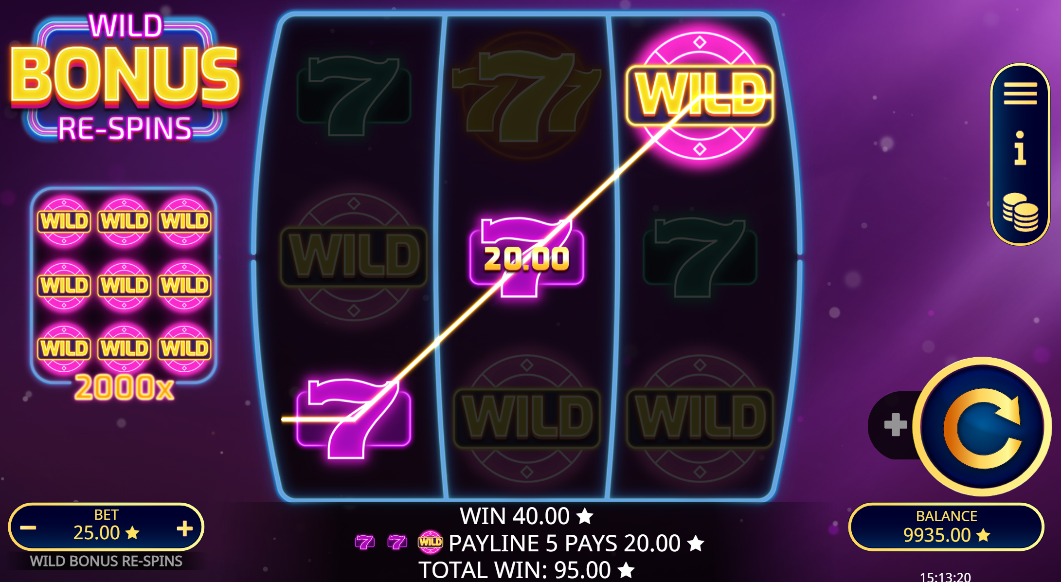 Wild Bonus re-spins slot big win