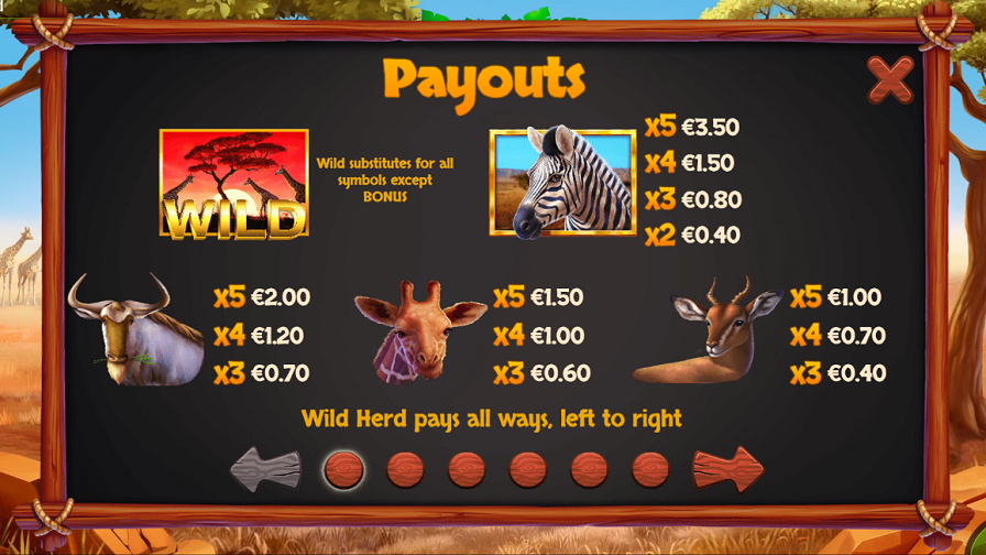 Wild Herd Slot Paytable