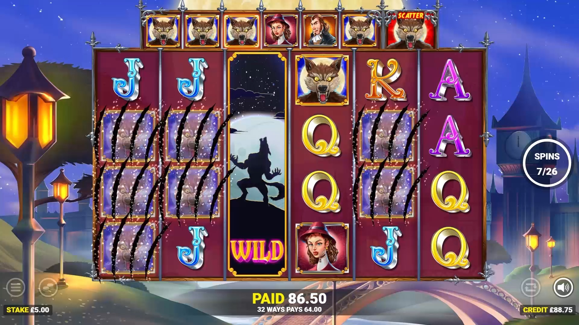 Full Moon Fever slot game lobby