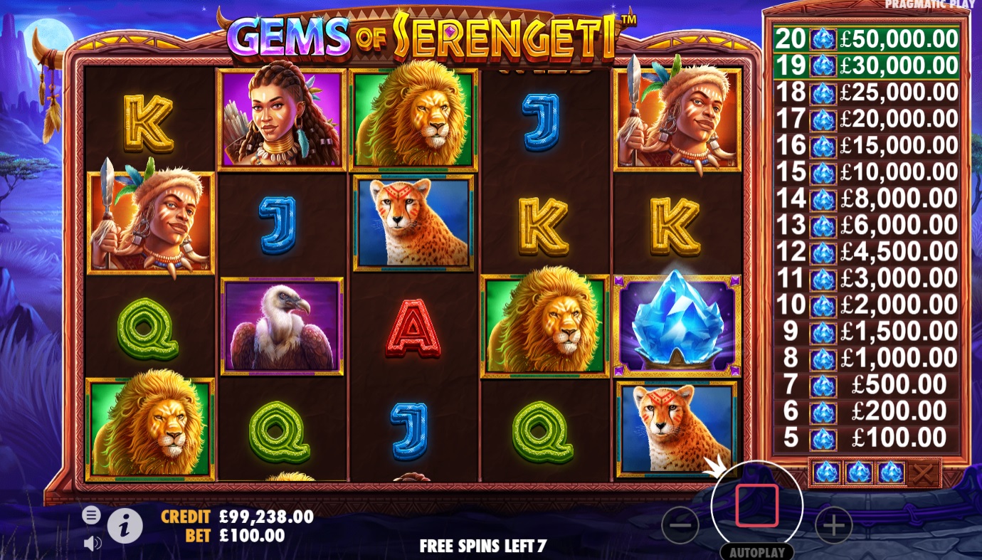 Gems of Serengeti slot game rules & features