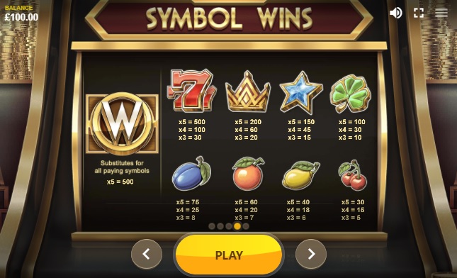 Great gold slot paytable