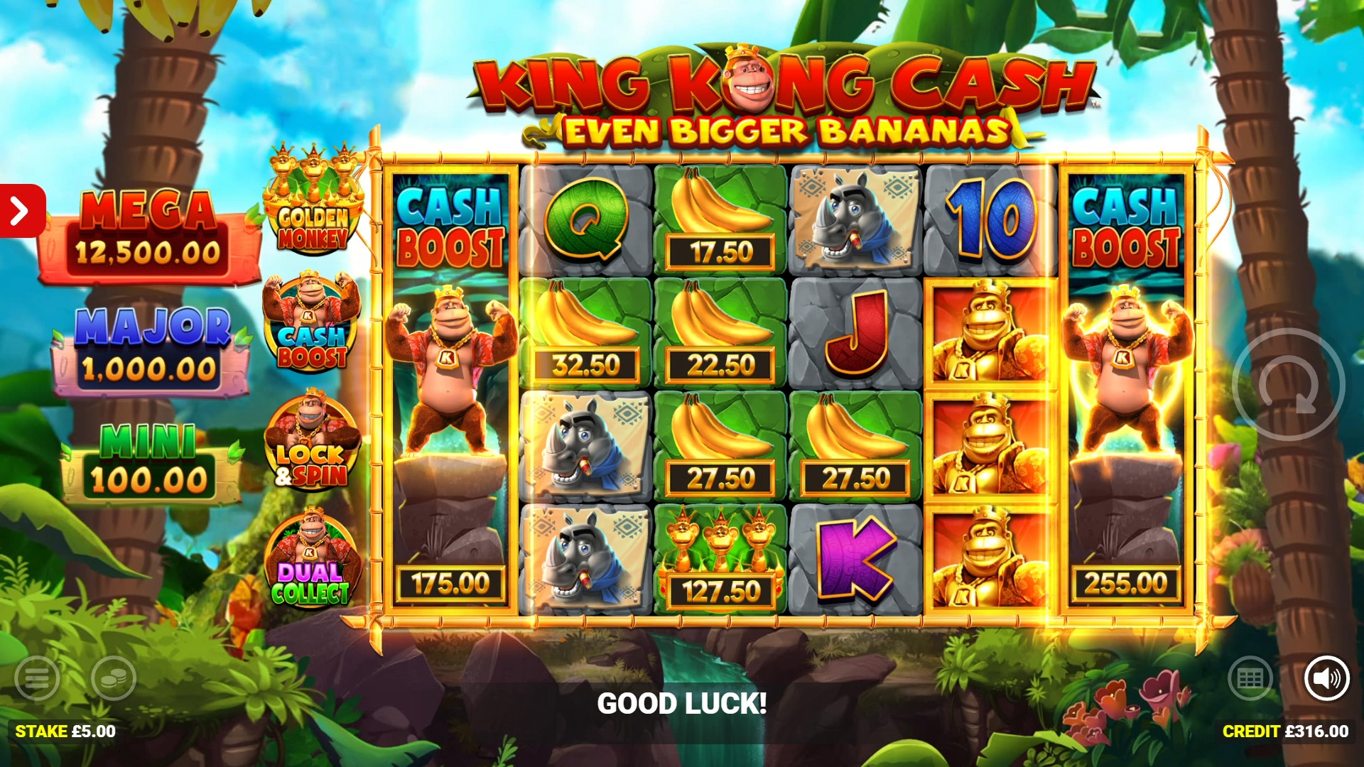 King Kong Cash Even Bigger Bananas Slot Base Game Doubled