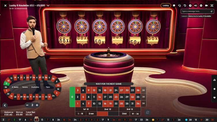 Lucky 6 Roulette Live Game lobby