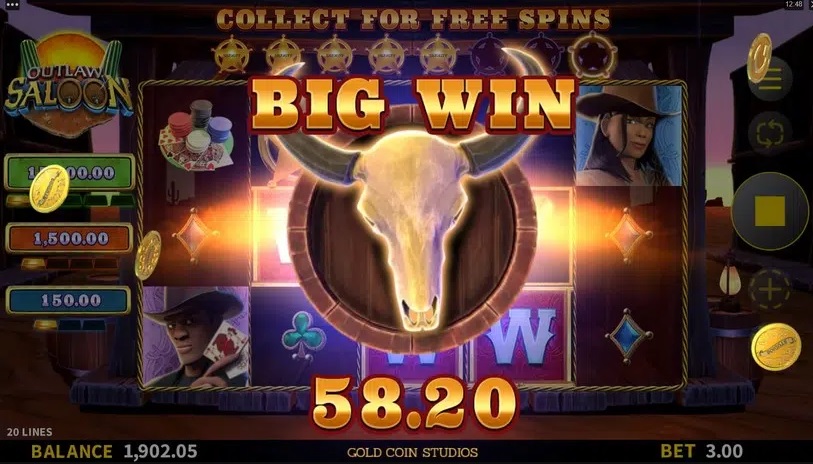 Outlaw saloon slot big win