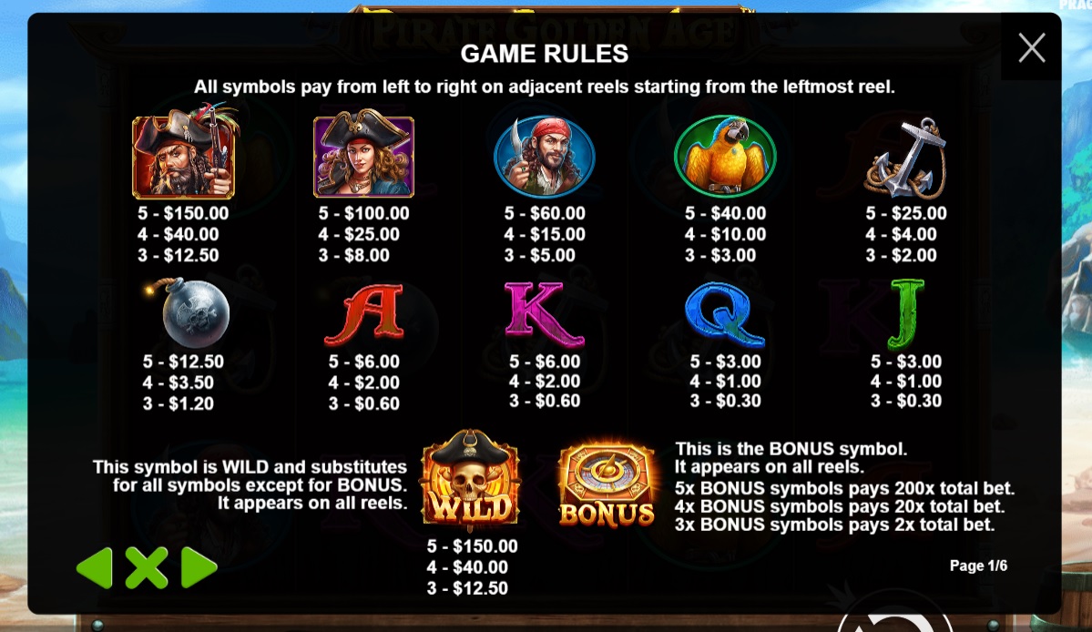 Pirate Golden Age Slot Game Rules
