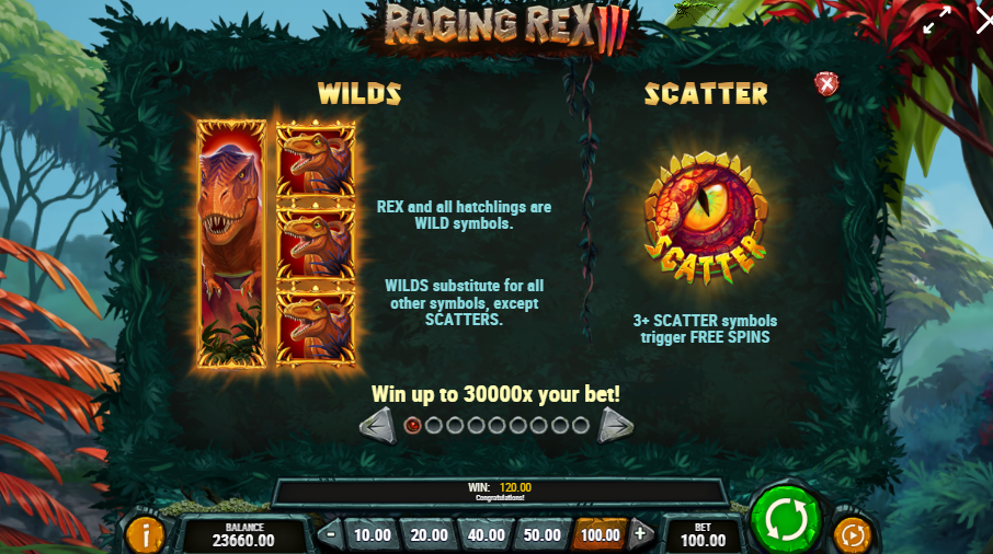 Raging rex 3 slot symbols