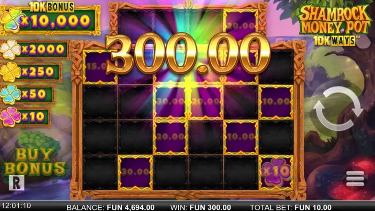 Shamrock money pot 10k way slot big win
