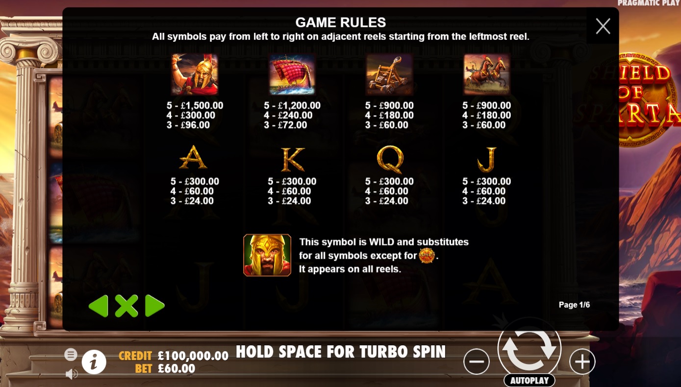 Sheield of sparta slot game rules