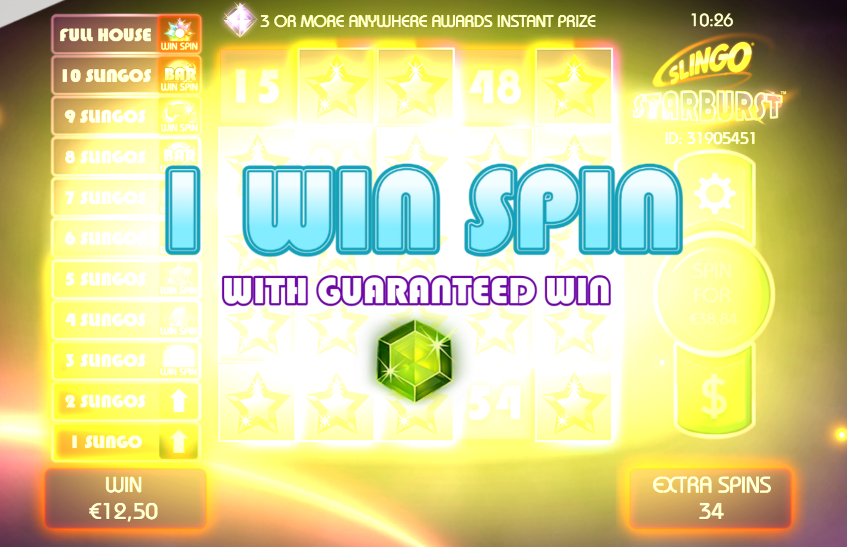 slingo starburst slot free spins