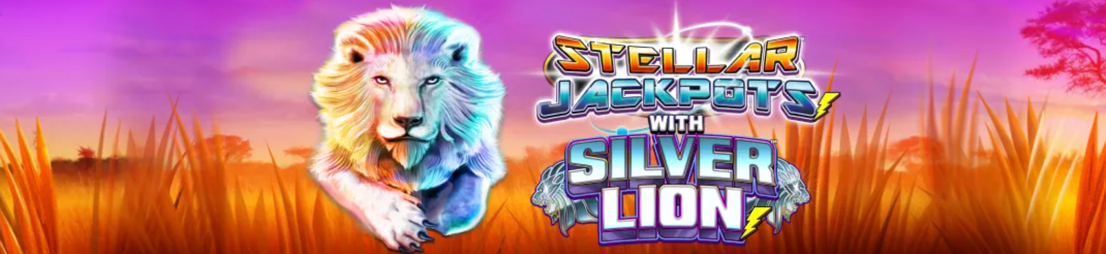 Stellar jackpots with silver lion slot logo