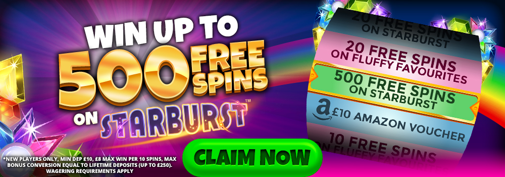 500 Free Spins on Starburst at Amazon Slots