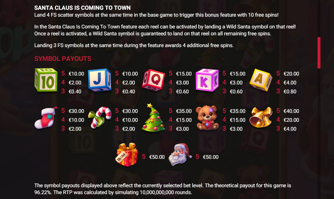 Xmas drop slot symbol payouts